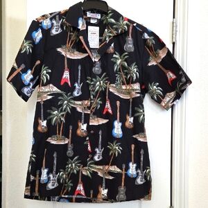 NWT Pacific Legend Electric Guitar Hawaiian Shirt!